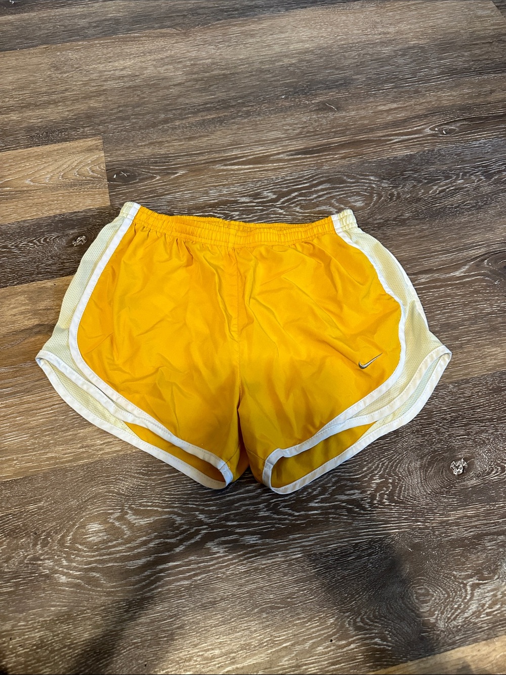 Nike Men’s Yellow Athletic Running Shorts with White Trim